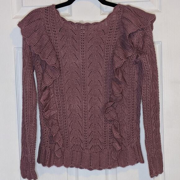 Pink Thread RP Everyday Shop Ruffle Pointelle Sweater XS - Picture 11 of 13